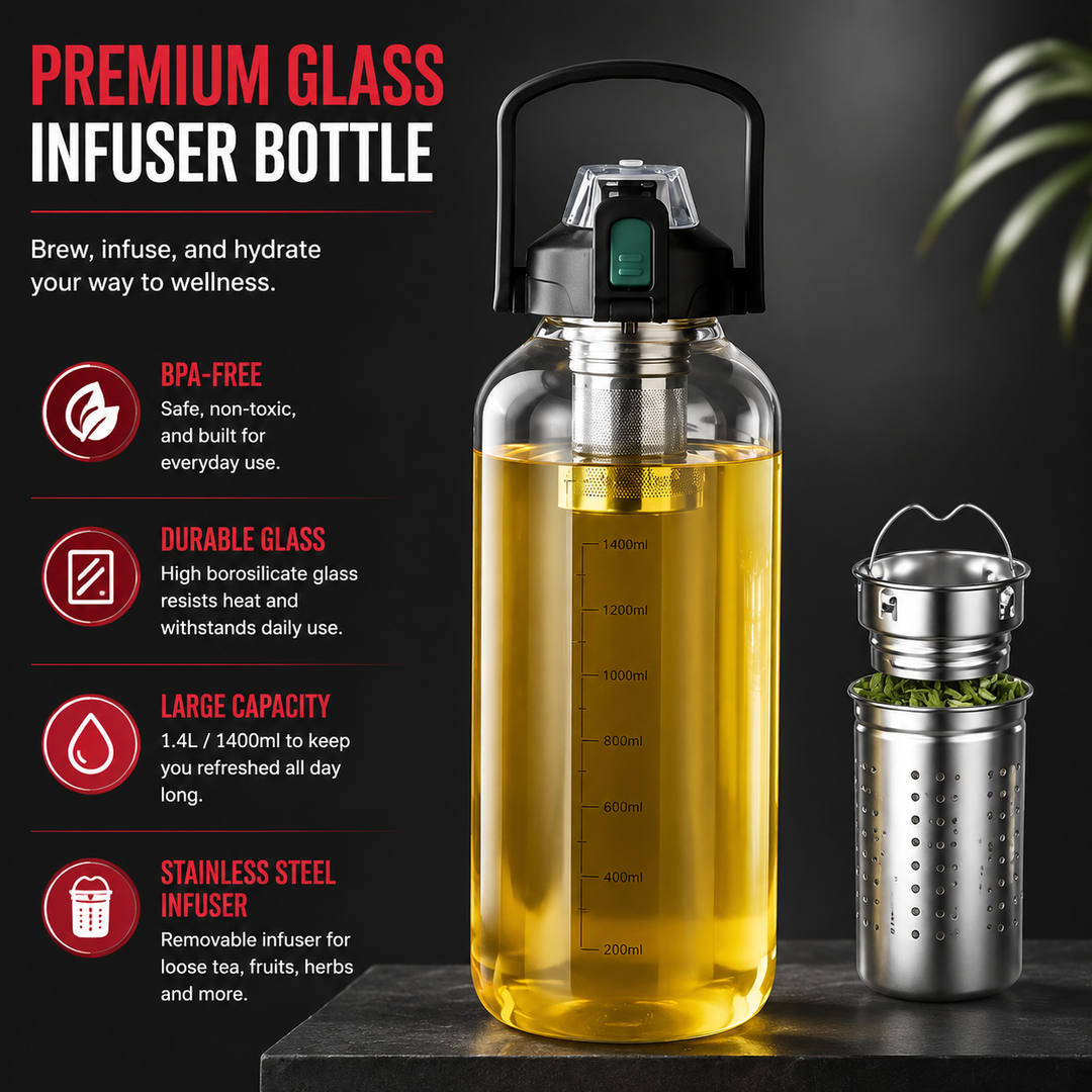 Premium Heat Resistant Glass Tea Cup Large Capacity 800–2000ml Transparent Portable Water Bottle with Lid Straw Leak Resistant Sports Travel Coffee Mug