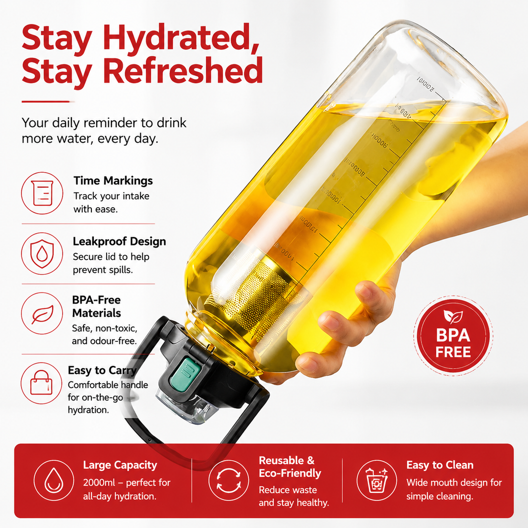 Premium Heat Resistant Glass Tea Cup Large Capacity 800–2000ml Transparent Portable Water Bottle with Lid Straw Leak Resistant Sports Travel Coffee Mug