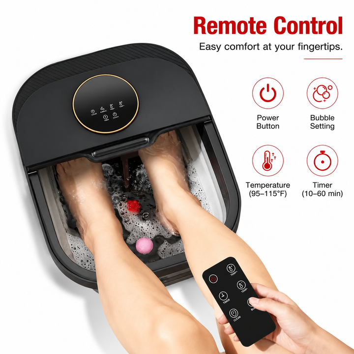 Premium Heated Foot Spa Bath Massager Bubble Foot Soaker Temperature Control Foot Bath Massage Tub Relaxation Pedicure Home Foot Care Machine Collapsible
