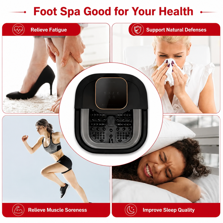 Premium Heated Foot Spa Bath Massager Bubble Foot Soaker Temperature Control Foot Bath Massage Tub Relaxation Pedicure Home Foot Care Machine Collapsible