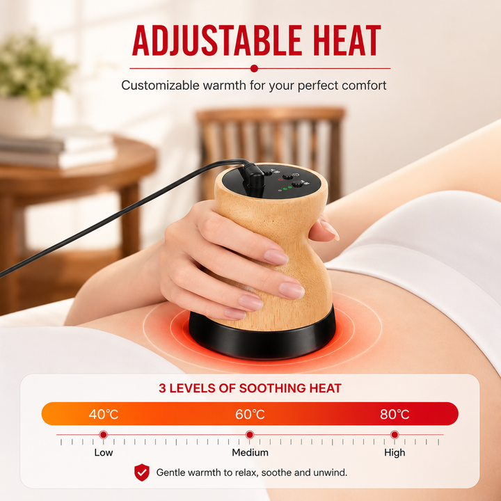 Premium Heated Gua Sha Massager Bian Stone Electric Massage Tool Adjustable Heat 45 to 75C Portable Body Massager for Back Waist Home Spa Daily Use
