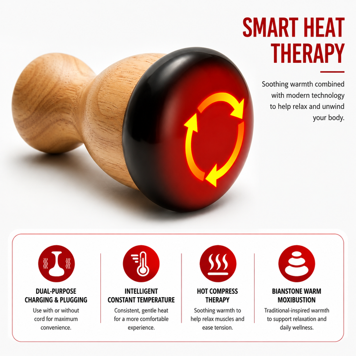 Premium Heated Gua Sha Massager Bian Stone Electric Massage Tool Adjustable Heat 45 to 75C Portable Body Massager for Back Waist Home Spa Daily Use