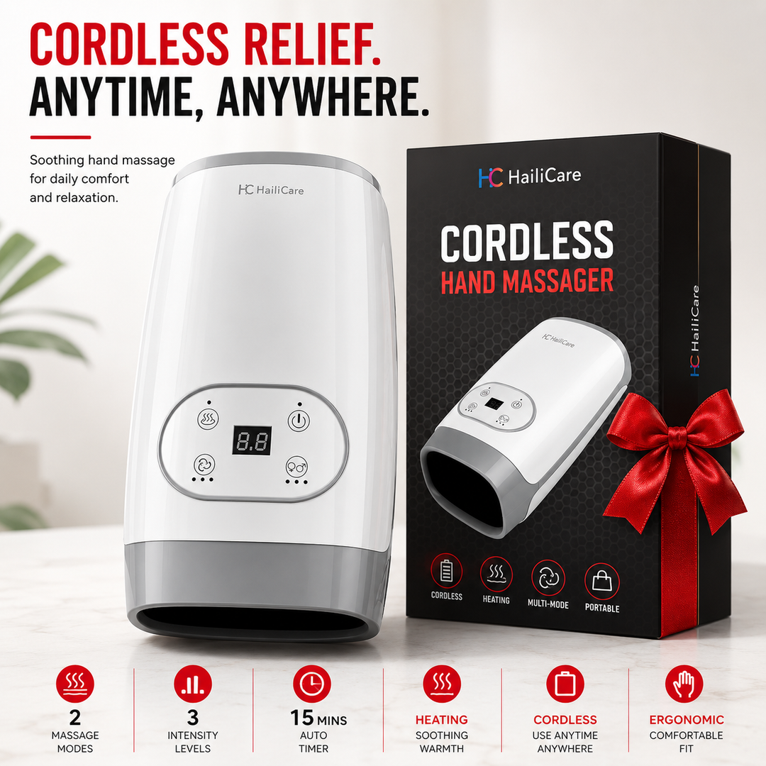 Premium Heated Hand Massager Air Pressure Hot Compress Arthritis Relief Wrist Finger Pain Therapy Device Cordless Rechargeable Portable Device