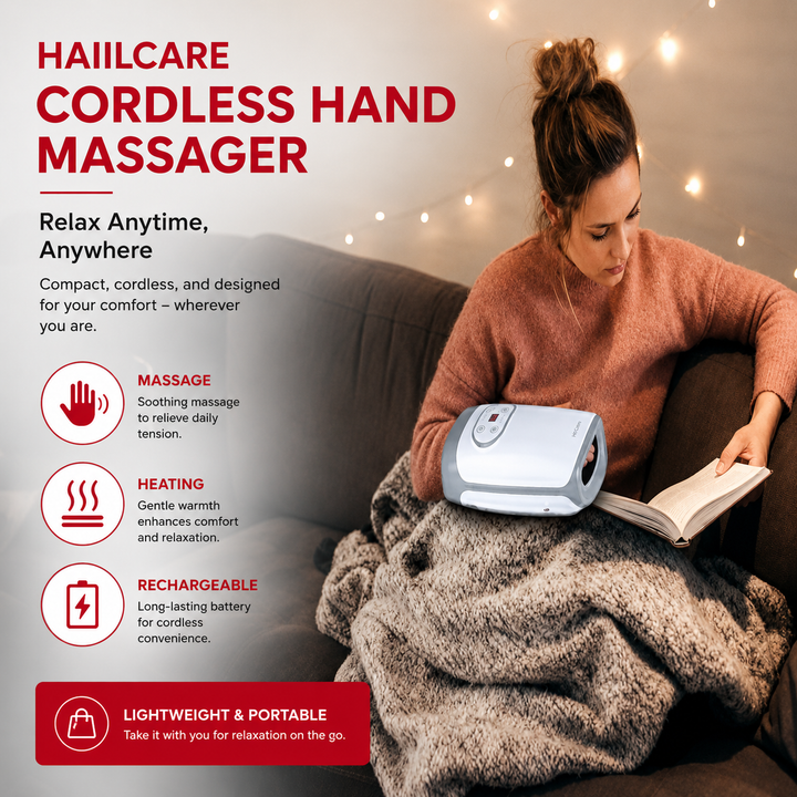 Premium Heated Hand Massager Air Pressure Hot Compress Arthritis Relief Wrist Finger Pain Therapy Device Cordless Rechargeable Portable Device
