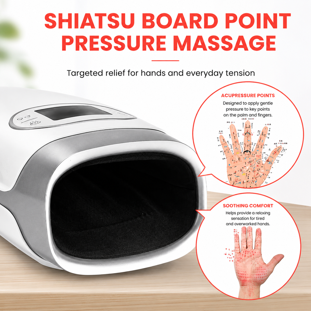 Premium Heated Hand Massager Air Pressure Hot Compress Arthritis Relief Wrist Finger Pain Therapy Device Cordless Rechargeable Portable Device