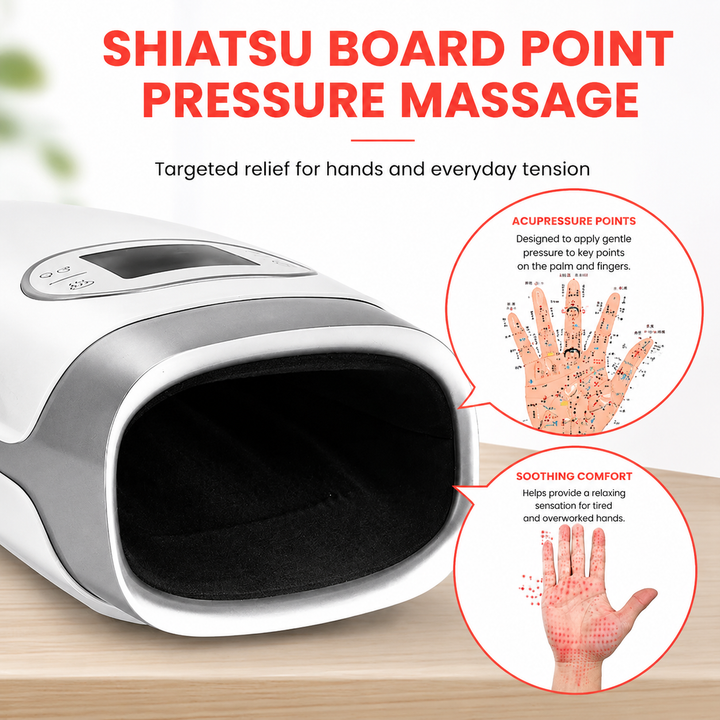Premium Heated Hand Massager Air Pressure Hot Compress Arthritis Relief Wrist Finger Pain Therapy Device Cordless Rechargeable Portable Device
