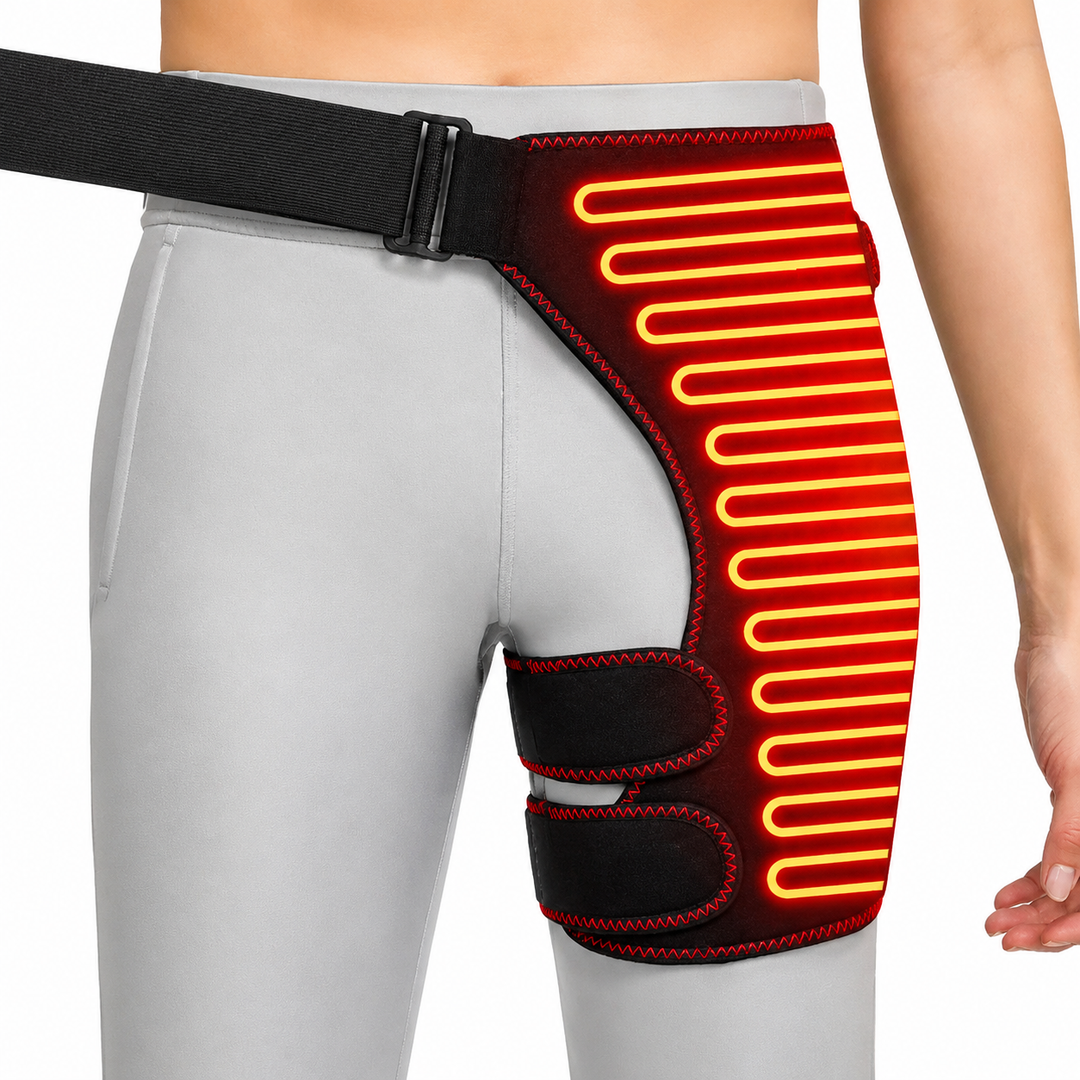 Premium Heated Hip Support Brace Full Wrap USB Compression Belt Carbon Fiber Heat Vibration Massage 3 Levels Adjustable Hip Pain Relief Support