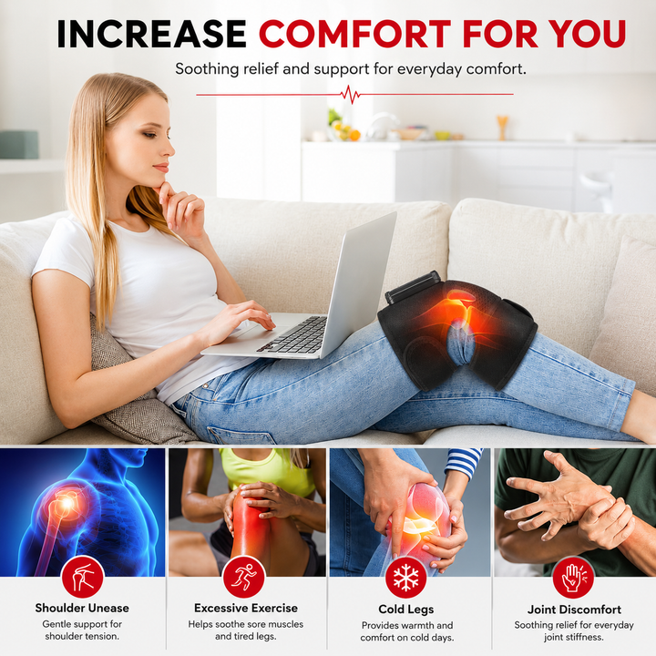 Premium Heated Shoulder Pad Electric Vibration Massage USB Rechargeable 5000mAh 3 Heat Levels Shoulder Wrap Pain Relief Therapy Support Belt