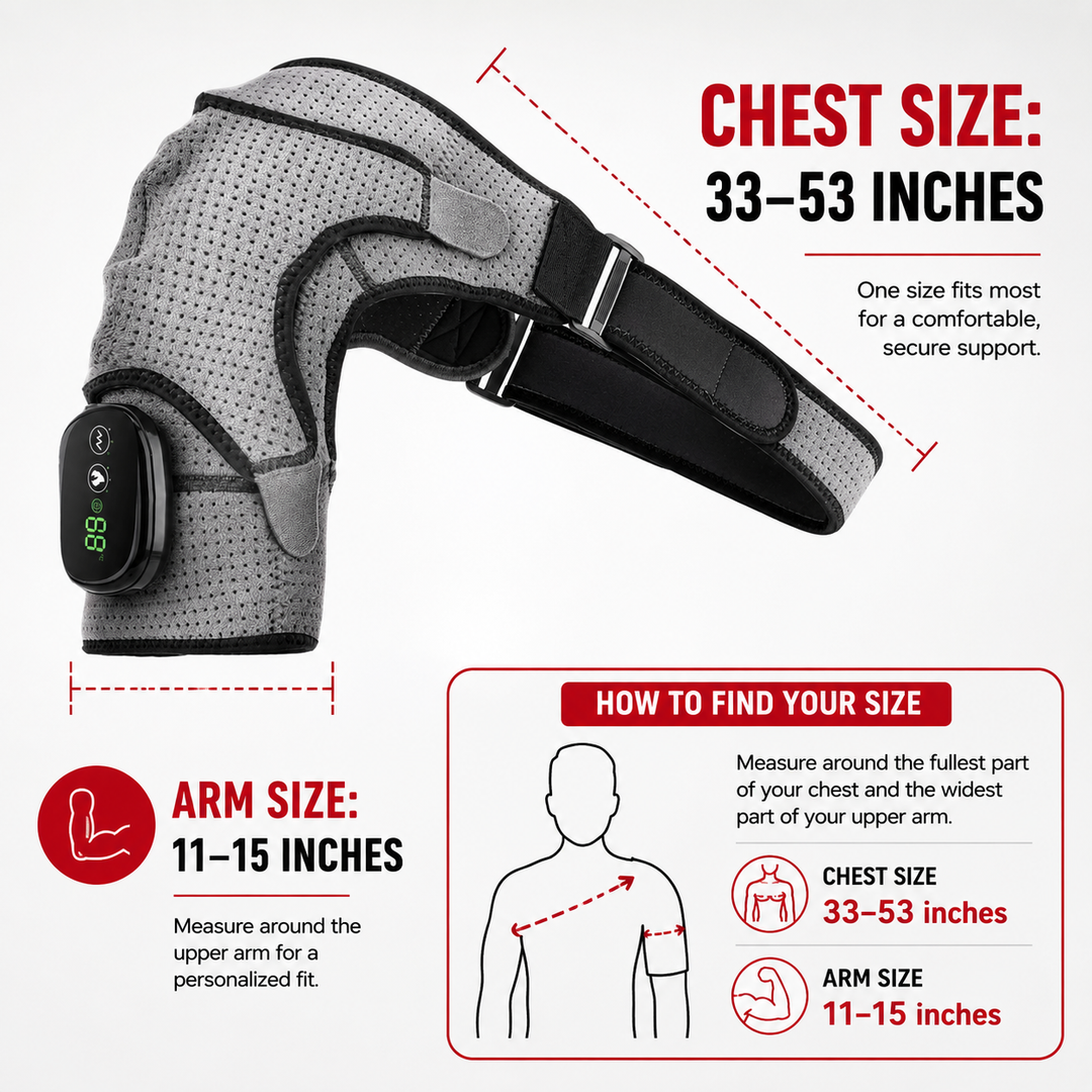 Premium Heated Shoulder Pad Electric Vibration Massage USB Rechargeable 5000mAh 3 Heat Levels Shoulder Wrap Pain Relief Therapy Support Belt