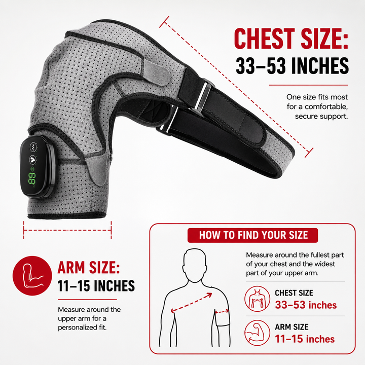 Premium Heated Shoulder Pad Electric Vibration Massage USB Rechargeable 5000mAh 3 Heat Levels Shoulder Wrap Pain Relief Therapy Support Belt