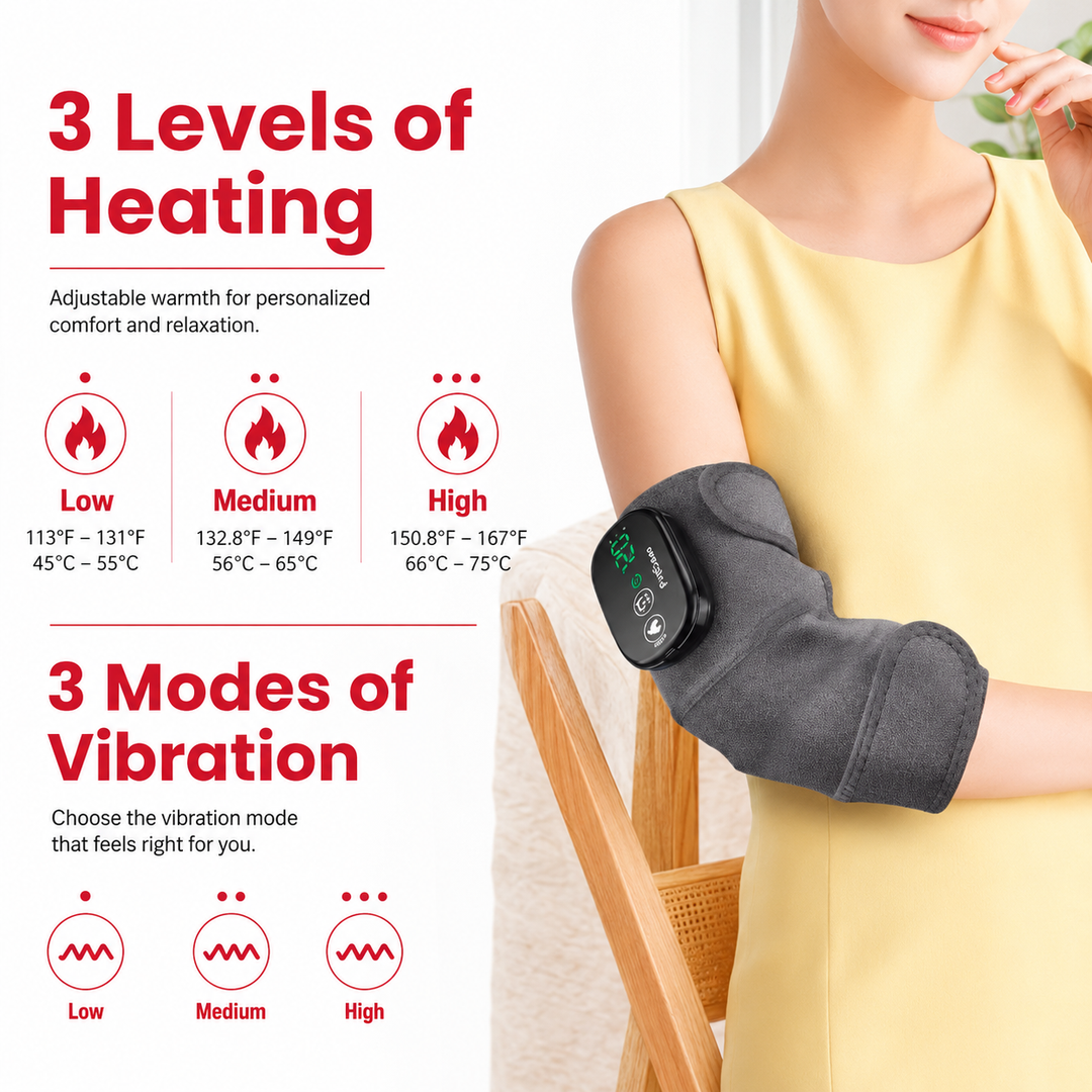 Premium Heated Shoulder Pad USB Rechargeable Vibration Massage Wrap 3 Heat Levels 5000mAh Battery Shoulder Support Pain Relief Adjustable Strap