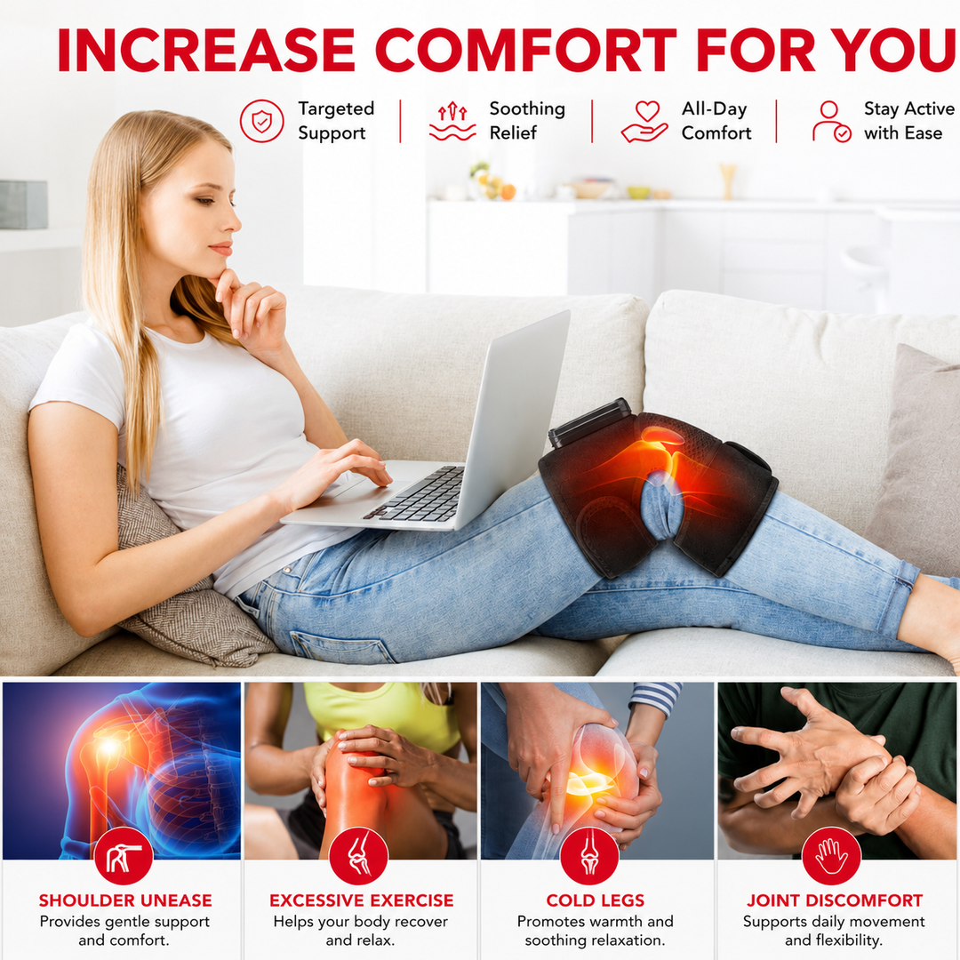 Premium Heated Shoulder Pad USB Rechargeable Vibration Massage Wrap 3 Heat Levels 5000mAh Battery Shoulder Support Pain Relief Adjustable Strap