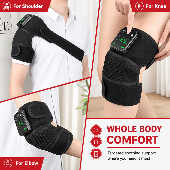 Premium Heated Shoulder Pad USB Rechargeable Vibration Massage Wrap 3 Heat Levels 5000mAh Battery Shoulder Support Pain Relief Adjustable Strap