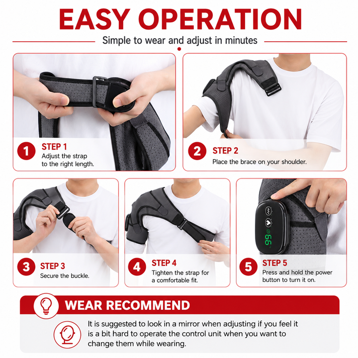 Premium Heated Shoulder Pad Vibration Massager 5000mAh USB Rechargeable Shoulder Wrap Adjustable Heat Levels Pain Relief Muscle Comfort Device