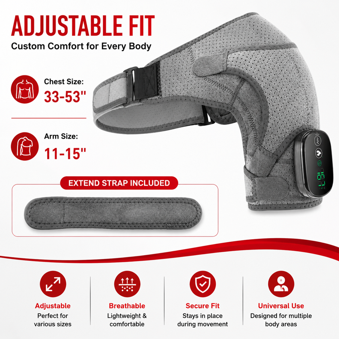 Premium Heated Shoulder Pad Vibration Massager 5000mAh USB Rechargeable Shoulder Wrap Adjustable Heat Levels Pain Relief Muscle Comfort Device