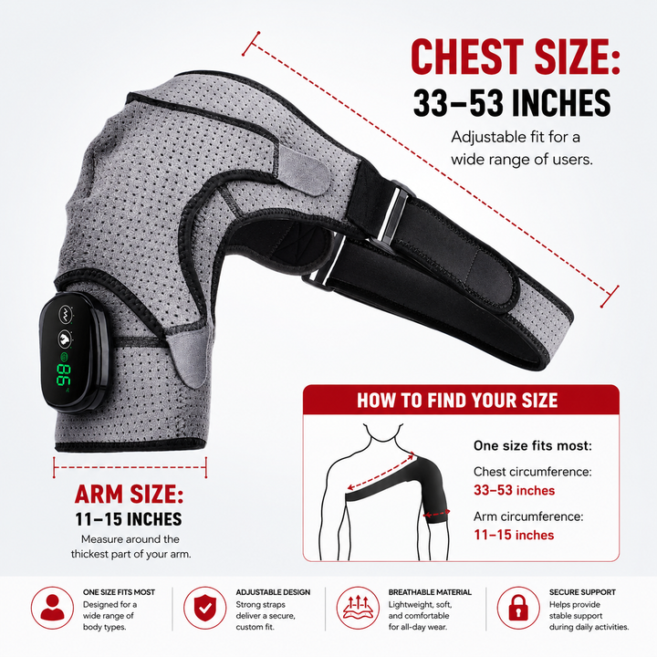 Premium Heated Shoulder Pad Vibration Massager 5000mAh USB Rechargeable Shoulder Wrap Adjustable Heat Levels Pain Relief Muscle Comfort Device