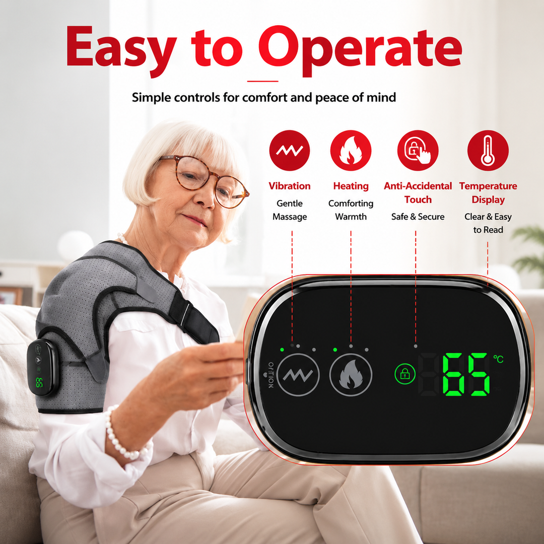 Premium Heated Shoulder Pad Vibration Massager 5000mAh USB Rechargeable Shoulder Wrap Adjustable Heat Levels Pain Relief Muscle Comfort Device