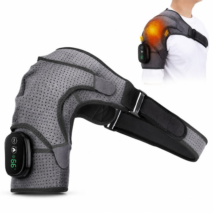 Premium Heated Shoulder Pad Vibration Massager 5000mAh USB Rechargeable Shoulder Wrap Adjustable Heat Levels Pain Relief Muscle Comfort Device