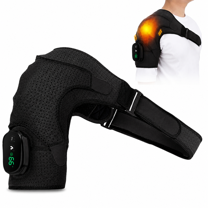 Premium Heated Shoulder Pad Vibration Massager 5000mAh USB Rechargeable Shoulder Wrap Adjustable Heat Levels Pain Relief Muscle Comfort Device