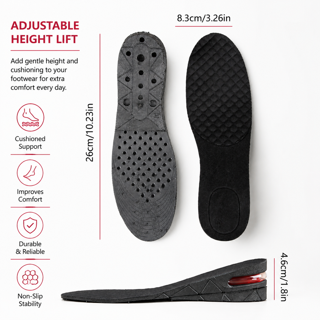 Premium Height Increase Insoles Adjustable 3 to 9cm Elevator Inserts Air Cushion EVA Shoe Lifts Unisex Comfort Fit Shoe Height Booster Insoles