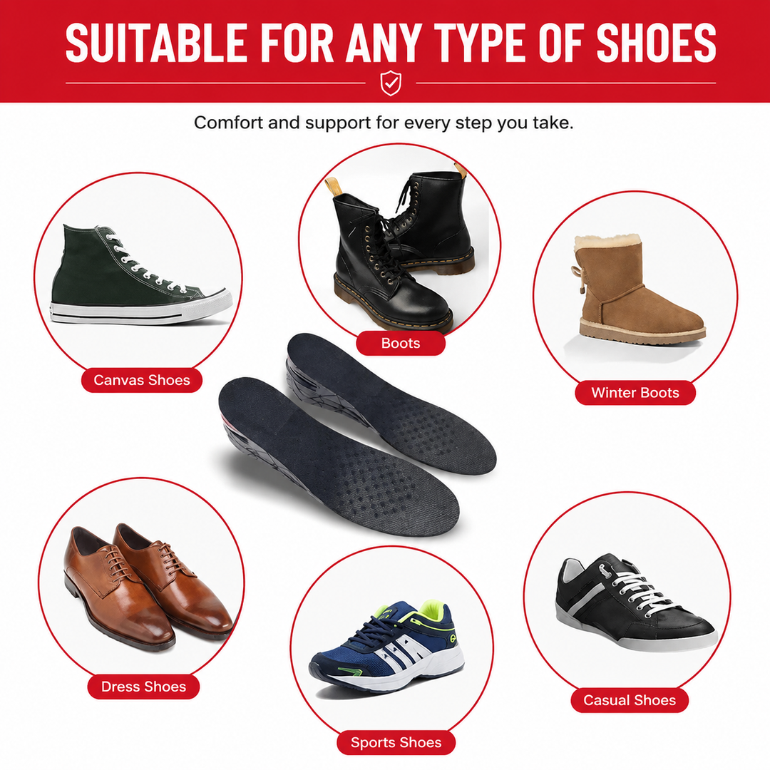 Premium Height Increase Insoles Adjustable 3 to 9cm Elevator Inserts Air Cushion EVA Shoe Lifts Unisex Comfort Fit Shoe Height Booster Insoles