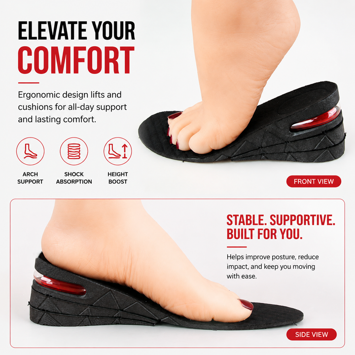Premium Height Increase Insoles Adjustable Air Cushion Elevator Shoe Inserts 3–9cm Lift Shock Absorbent EVA Comfort Insoles Men Women EU 225–270