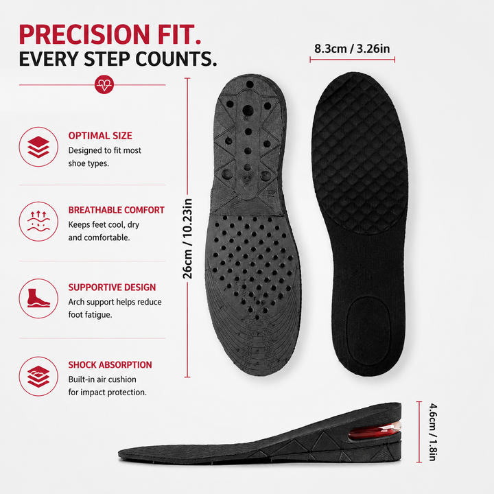 Premium Height Increase Insoles Adjustable Air Cushion Elevator Shoe Inserts 3–9cm Lift Shock Absorbent EVA Comfort Insoles Men Women EU 225–270
