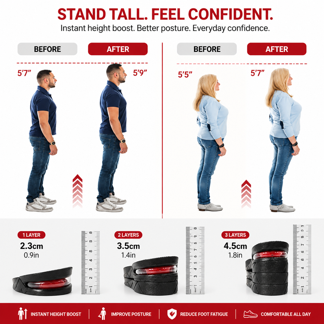 Premium Height Increase Insoles Adjustable Air Cushion Elevator Shoe Inserts 3–9cm Lift Shock Absorbent EVA Comfort Insoles Men Women EU 225–270
