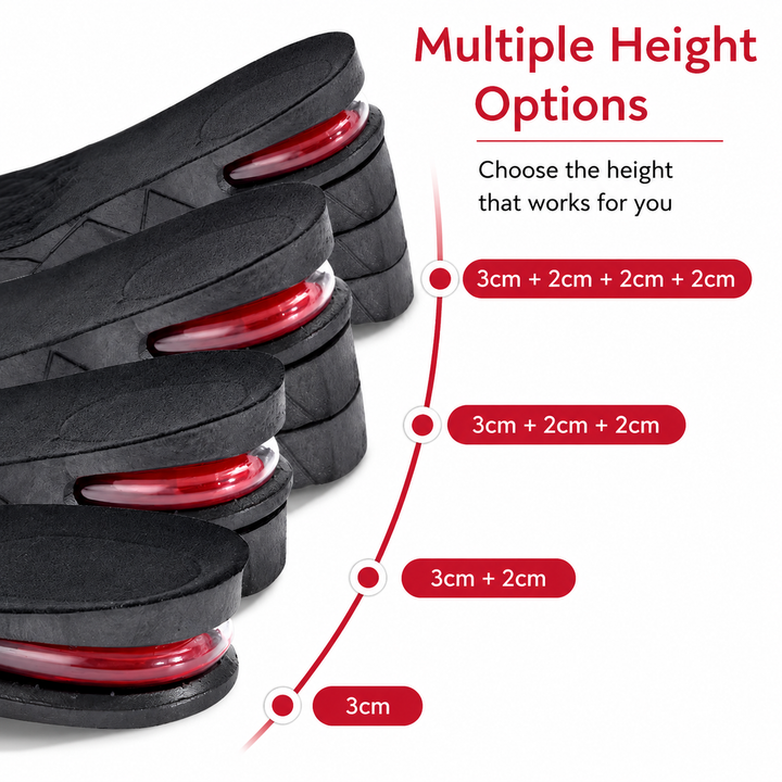 Premium Height Increase Insoles Adjustable Air Cushion Elevator Shoe Inserts 3–9cm Lift Shock Absorbent EVA Comfort Insoles Men Women EU 225–270