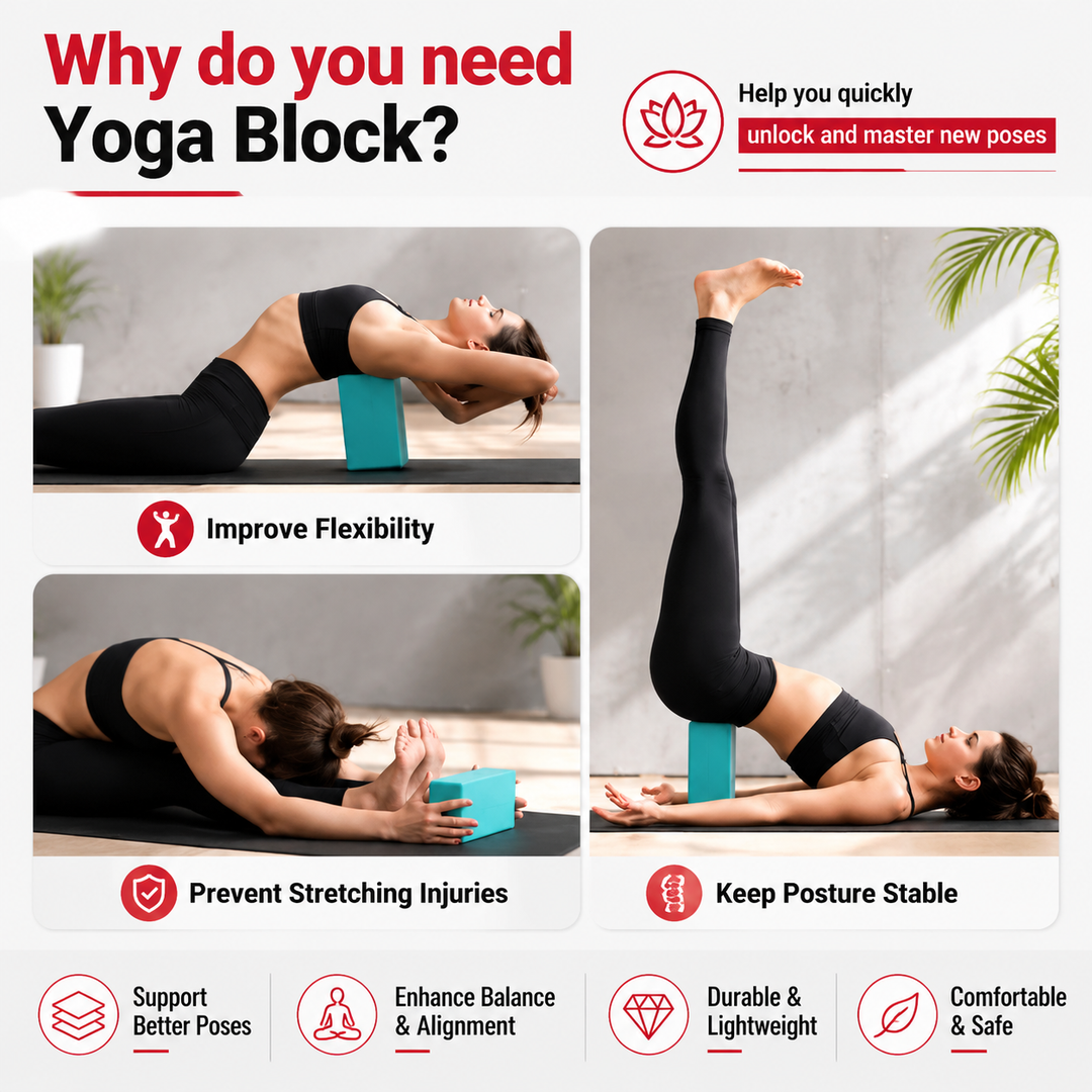 Premium High Density Yoga Block Non Slip EVA Foam Eco Friendly Support Block Stretching Pilates Fitness Stability Posture Training 23x15x7.6cm