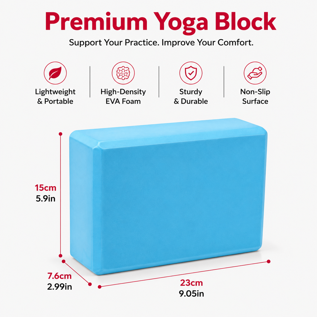 Premium High Density Yoga Block Non Slip EVA Foam Eco Friendly Support Block Stretching Pilates Fitness Stability Posture Training 23x15x7.6cm