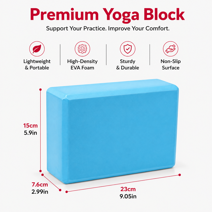 Premium High Density Yoga Block Non Slip EVA Foam Eco Friendly Support Block Stretching Pilates Fitness Stability Posture Training 23x15x7.6cm