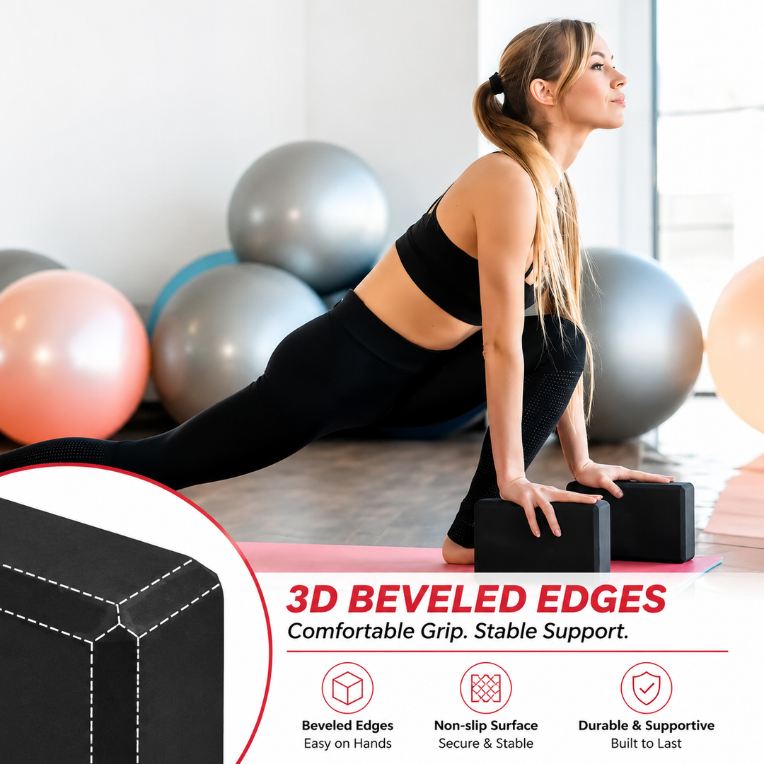 Premium High Density Yoga Block Non Slip EVA Foam Eco Friendly Support Block Stretching Pilates Fitness Stability Posture Training 23x15x7.6cm