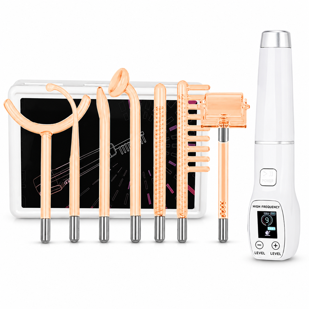 Premium High Frequency Facial Machine Electro Therapy Wand Screen Display Glass Electrodes Skin Tightening Acne Removal Portable Beauty Device