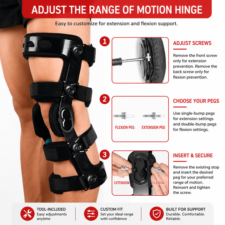 Premium Hinged Knee Brace ACL MCL PCL Ligament Support Orthopedic Knee Orthosis ROM Stabilizer Sports Recovery Compression Support for Men Women