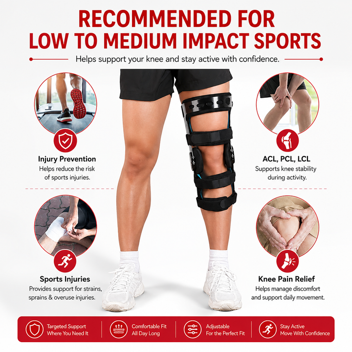 Premium Hinged Knee Brace ACL MCL PCL Ligament Support Orthopedic Knee Orthosis ROM Stabilizer Sports Recovery Compression Support for Men Women