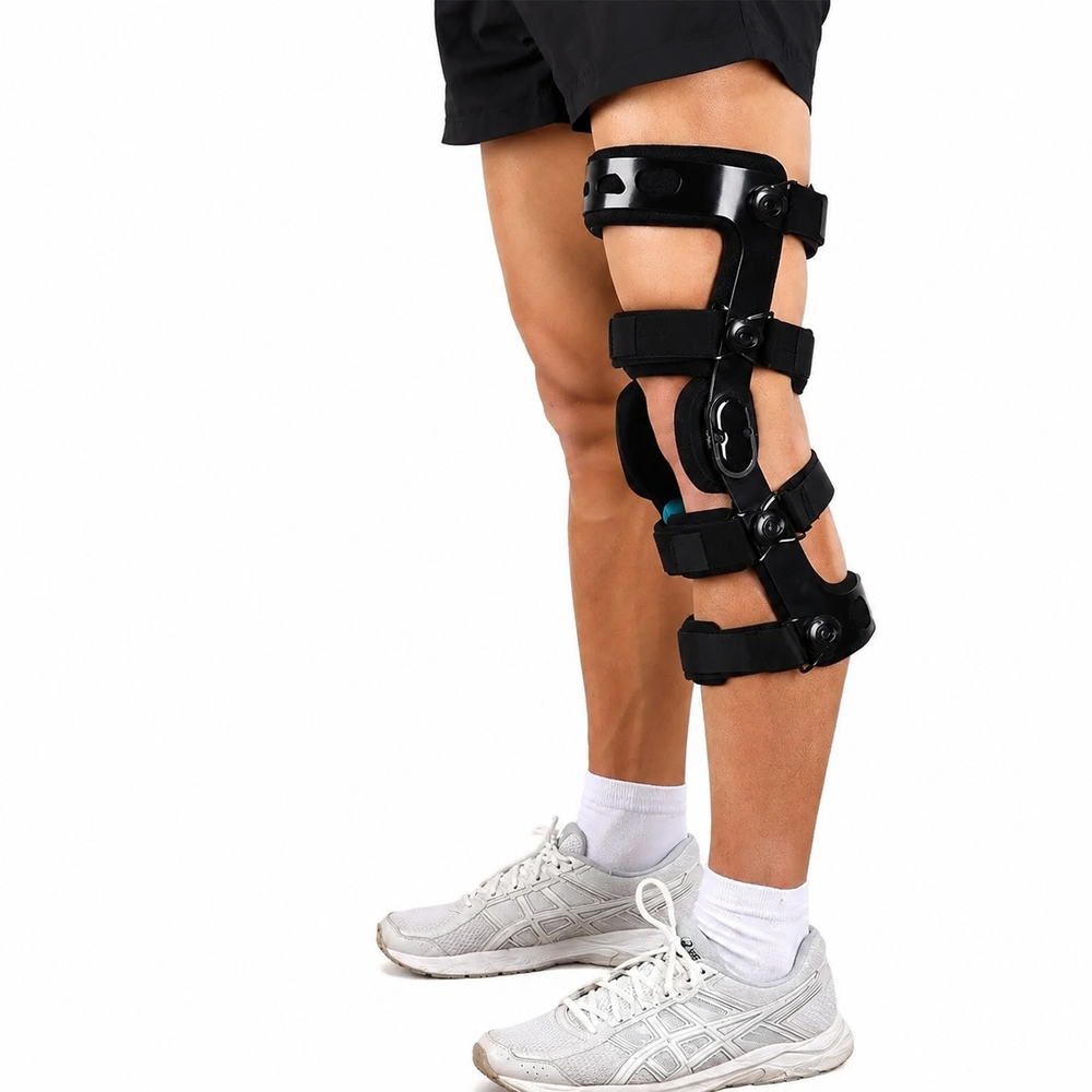 Premium Hinged Knee Brace ACL MCL PCL Support Orthopedic Knee Stabilizer ROM Adjustable Sports Recovery Ligament Injury Support Brace for Men & Women