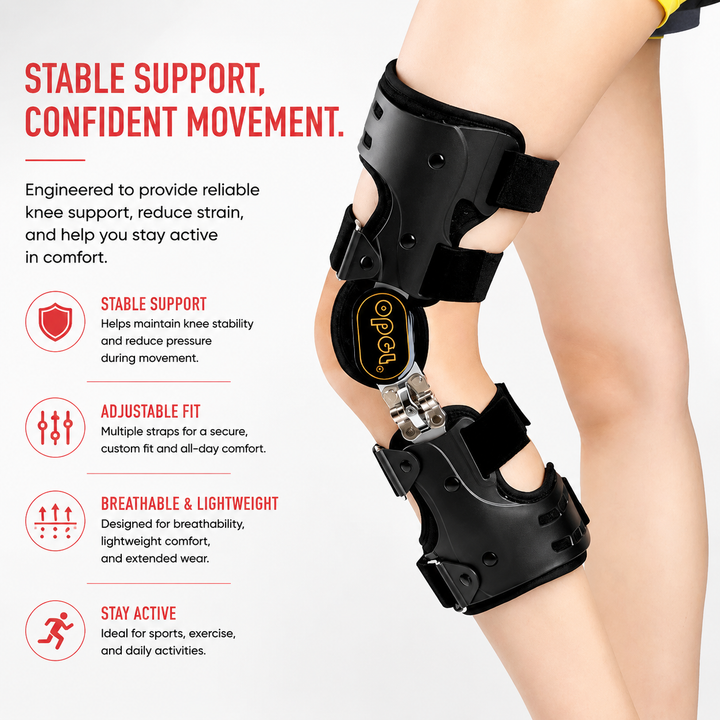 Premium Hinged Knee Brace ACL MCL PCL Support Orthopedic Knee Stabilizer ROM Adjustable Sports Recovery Ligament Injury Support Brace for Men &amp; Women