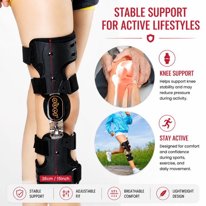 Premium Hinged Knee Brace ACL MCL PCL Support Orthopedic Knee Stabilizer ROM Adjustable Sports Recovery Ligament Injury Support Brace for Men &amp; Women
