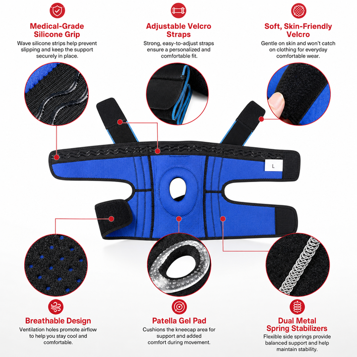 Premium Hinged Knee Brace Copper Stabilizers Adjustable Open Patella Knee Support Brace for Stability ACL Meniscus Arthritis Support 6 Sizes