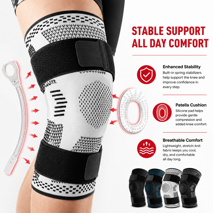 Premium Hinged Knee Brace Copper Stabilizers Adjustable Open Patella Knee Support Brace for Stability ACL Meniscus Arthritis Support 6 Sizes