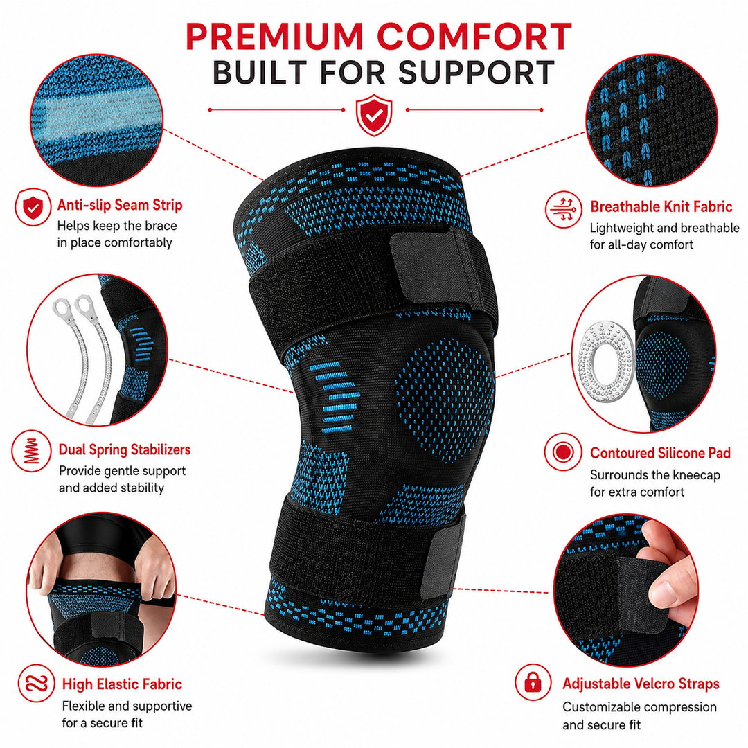 Premium Hinged Knee Brace Copper Stabilizers Adjustable Open Patella Knee Support Brace for Stability ACL Meniscus Arthritis Support 6 Sizes