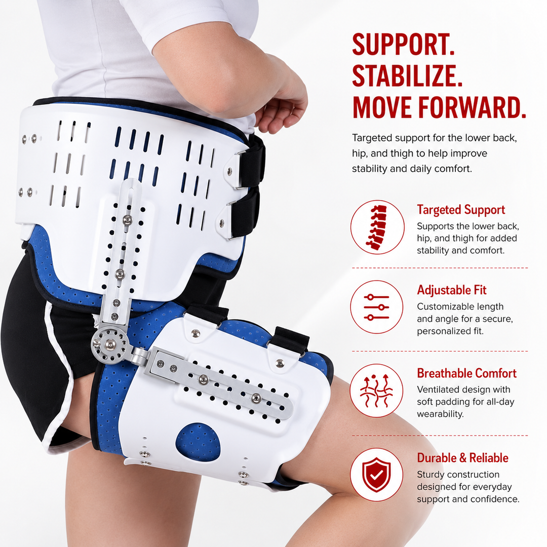 Premium Hip Abduction Orthosis Brace Adjustable Hip Stabilizer Sciatica Pain Relief Post Surgery Hip Support Groin Thigh Injury Recovery Brace