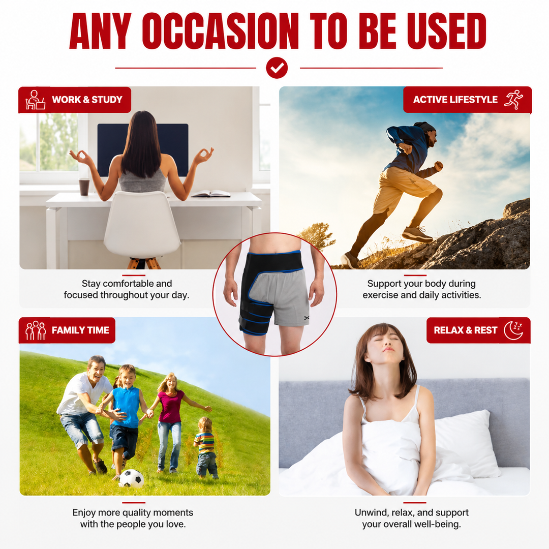 Premium Hip Support Brace Adjustable Hip Stabilizer Breathable Liner Leg Support Strap for Sports Work Daily Use Left Right Adjustable Fit
