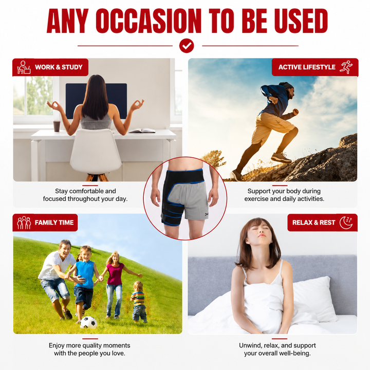 Premium Hip Support Brace Adjustable Hip Stabilizer Breathable Liner Leg Support Strap for Sports Work Daily Use Left Right Adjustable Fit