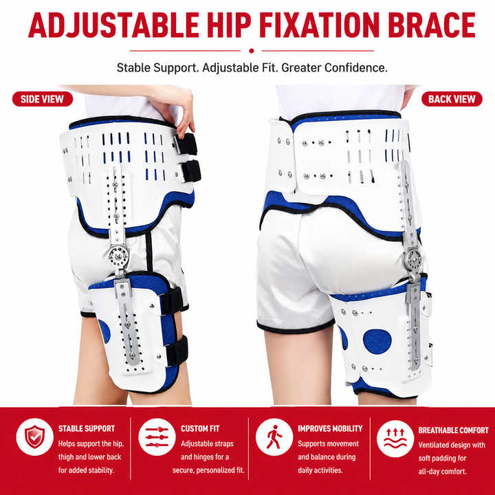 Premium Hip Support Brace Adjustable Hip Stabilizer Breathable Liner Leg Support Strap for Sports Work Daily Use Left Right Adjustable Fit
