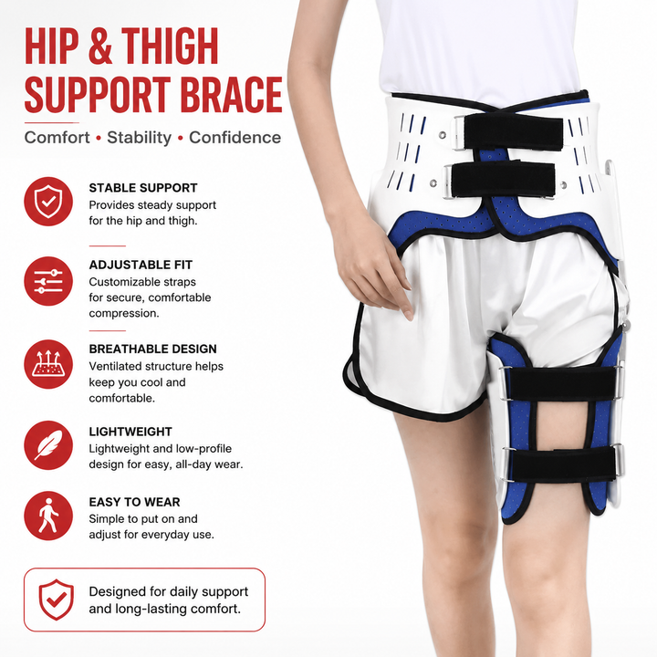 Premium Hip Support Brace Adjustable Hip Stabilizer Breathable Liner Leg Support Strap for Sports Work Daily Use Left Right Adjustable Fit