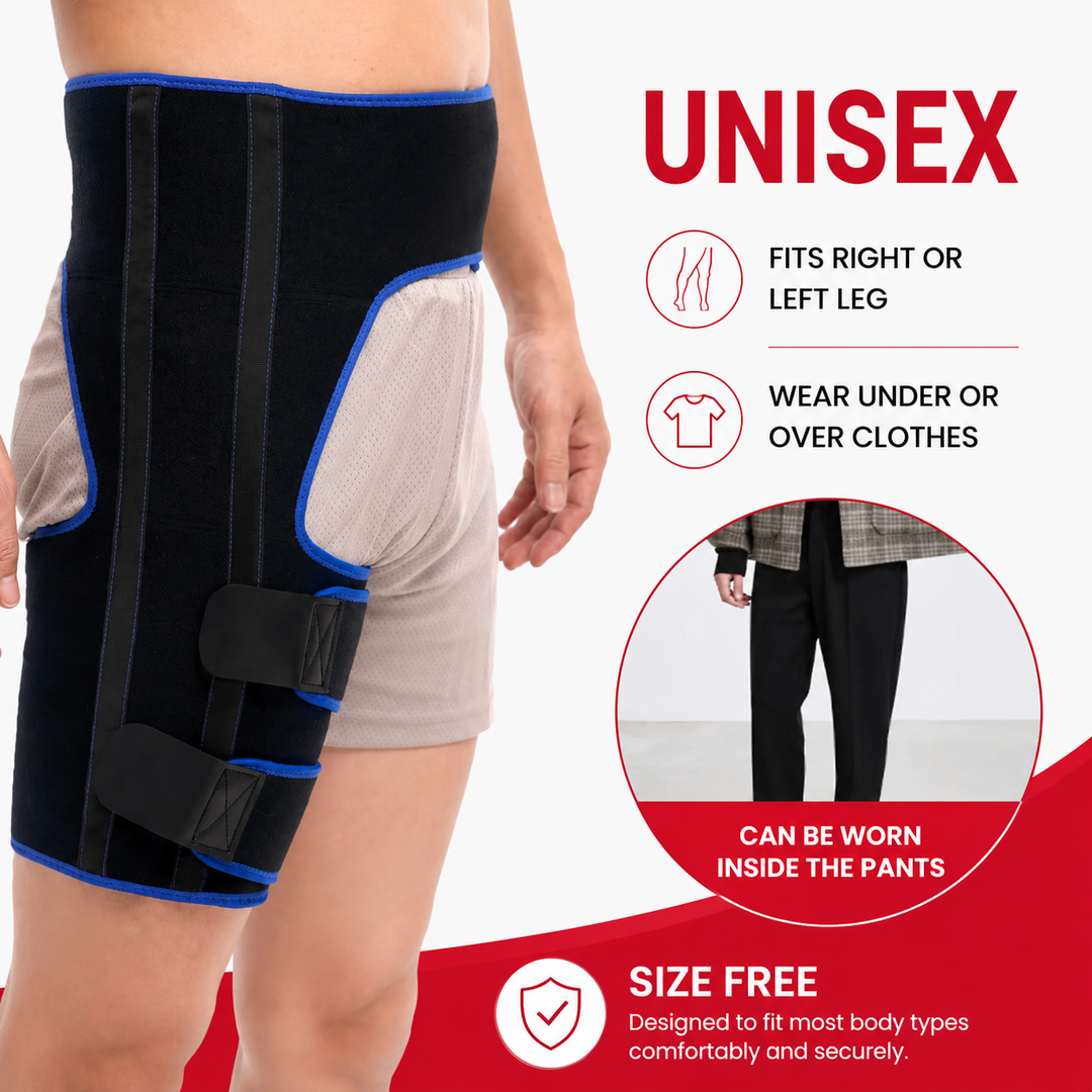 Premium Hip Support Brace Adjustable Hip Stabilizer Breathable Liner Leg Support Strap for Sports Work Daily Use Left Right Adjustable Fit