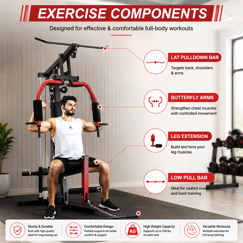 Premium Home Gym Machine Full Body Strength Training Equipment Chest Press LAT Pulldown Leg Extension Cable System Multifunction Workout Station