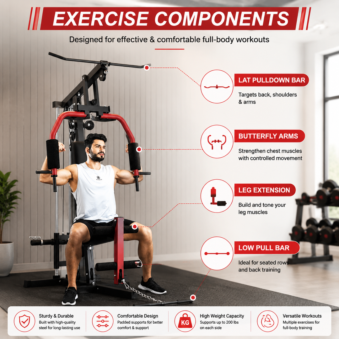 Premium Home Gym Machine Full Body Strength Training Equipment Chest Press LAT Pulldown Leg Extension Cable System Multifunction Workout Station